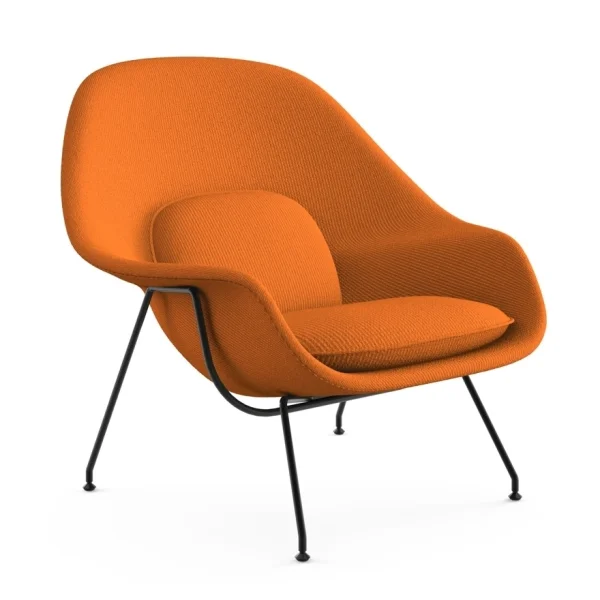 Knoll International Saarinen Womb Fauteuil - Cato - oranje - zwart - Relax - Polyester vulling - standaard (B/H/T 106x92x94 cm)