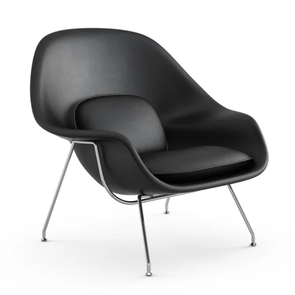 Knoll International Saarinen Womb Fauteuil - Volo Black - zwart - Chroom - Relax - Polyester vulling - standaard (B/H/T 106x92x94 cm)