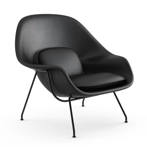 Knoll International Saarinen Womb Fauteuil - Volo Black - zwart - zwart - Relax - Polyester vulling - standaard (B/H/T 106x92x94 cm)