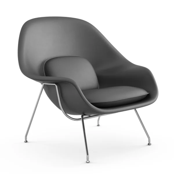 Knoll International Saarinen Womb Fauteuil - Volo Cadet - donkergrijs - Chroom - Relax - Polyester vulling - standaard (B/H/T 106x92x94 cm)