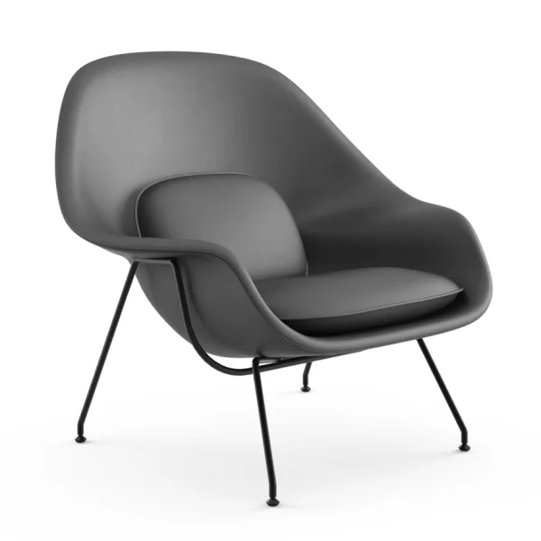 Knoll International Saarinen Womb Fauteuil - Volo Cadet - donkergrijs - zwart - Relax - Polyester vulling - standaard (B/H/T 106x92x94 cm)