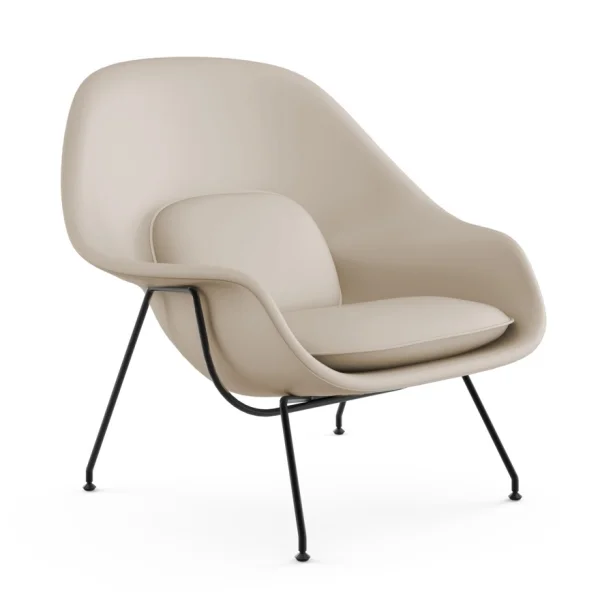 Knoll International Saarinen Womb Fauteuil - Volo Parchment - beige/bruin - zwart - Relax - Polyester vulling - standaard (B/H/T 106x92x94 cm)