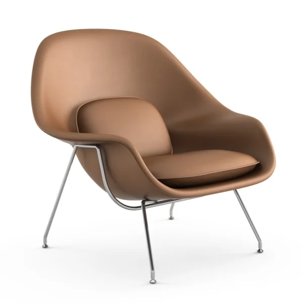 Knoll International Saarinen Womb Fauteuil - Volo Tan - bruin - Chroom - Relax - Polyester vulling - standaard (B/H/T 106x92x94 cm)