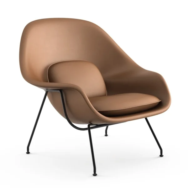 Knoll International Saarinen Womb Fauteuil - Volo Tan - bruin - zwart - Relax - Polyester vulling - standaard (B/H/T 106x92x94 cm)