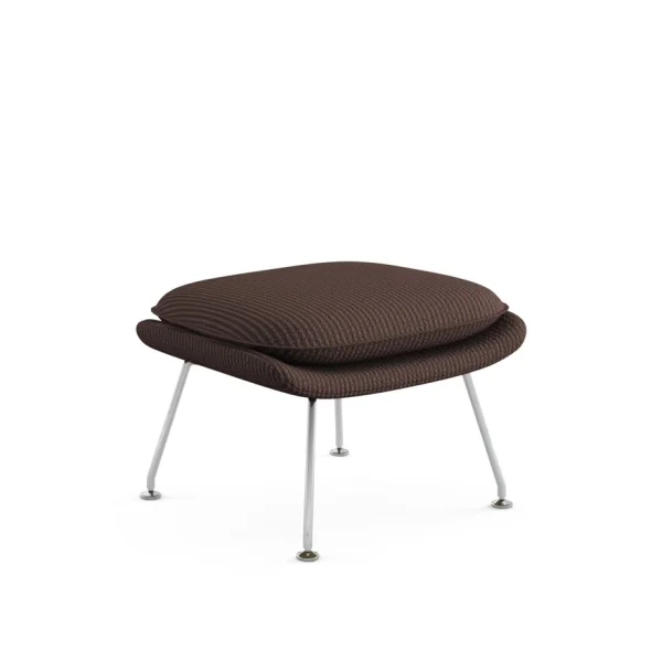 Knoll International Saarinen Womb Ottoman - Cato - bruin - chroom hoogglans - Relax - Polyester vulling