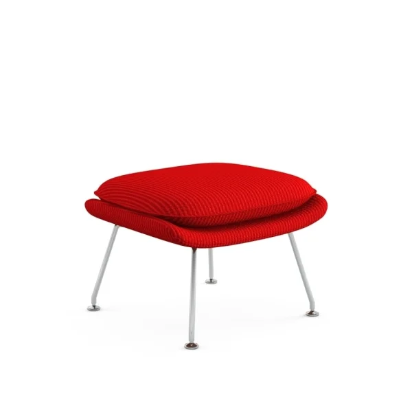 Knoll International Saarinen Womb Ottoman - Cato - rood - chroom hoogglans - Relax - Polyester vulling