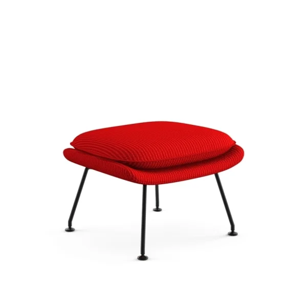 Knoll International Saarinen Womb Ottoman - Cato - rood - zwart - Relax - Polyester vulling