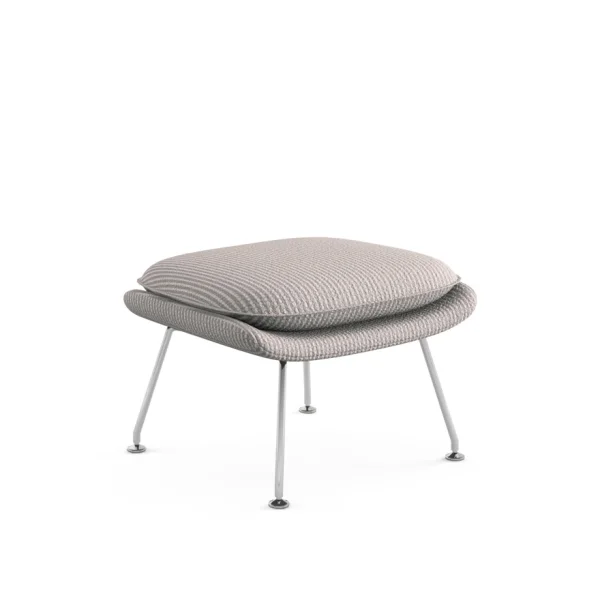 Knoll International Saarinen Womb Ottoman - Cato - zandgrijs - chroom hoogglans - Relax - Polyester vulling