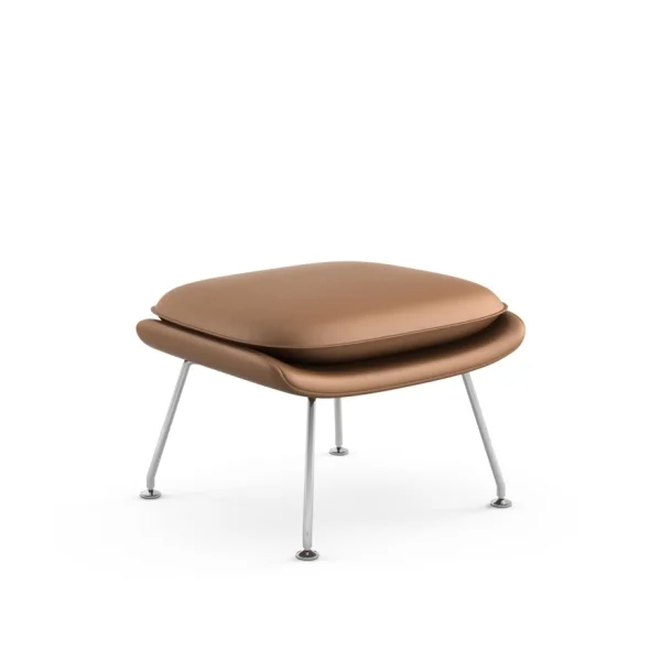 Knoll International Saarinen Womb Ottoman - Volo Tan - bruin - chroom hoogglans - Relax - Polyester vulling