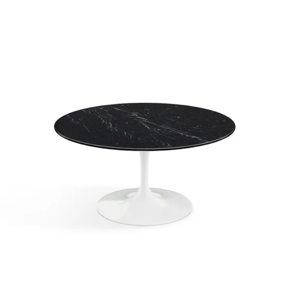 Knoll International Salontafel Saarinen - Ø 91 cm - Nero Marquina Marmor - hoogglans - wit