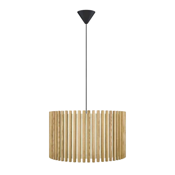 Komorebi Large hanglamp natural oak - met koordset zwart - Ø 45 cm