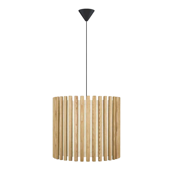 Komorebi Medium hanglamp natural oak - met koordset zwart - Ø 29 cm