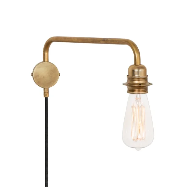 Konsthantverk Edison wandlamp arm naar beneden messing ruw