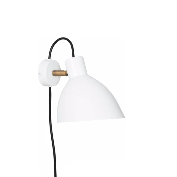 Konsthantverk KH1 wandlamp wit mat, ruw messing