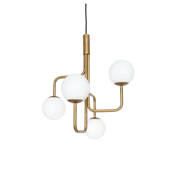 Konsthantverk Strapatz hanglamp globe Ø57,5 cm Ruwe messing-opaal