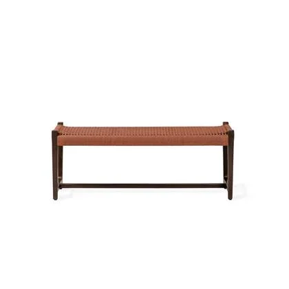 Kuwana Cinnamon Weave Outdoor Bankje - Espresso Wood (120cm)