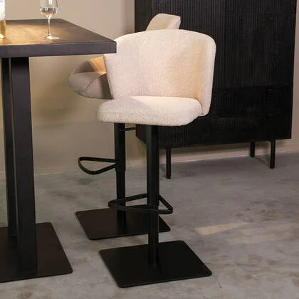 LABEL51 - Barkruk Wave - Naturel Touch - Zwart Metaal