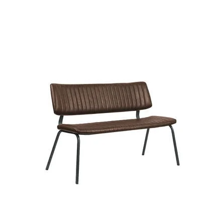 LABEL51 - Eetkamerbank Gusto - Bruin PU - Zwart Metaal