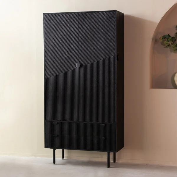 LABEL51 Opbergkast Cotia Mangohout, 200 x 100cm - Zwart