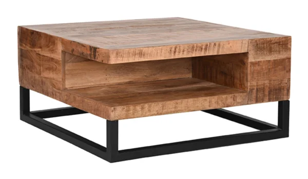 LABEL51 Vierkante Salontafel Cube Rough Mangohout, 80 x 80cm