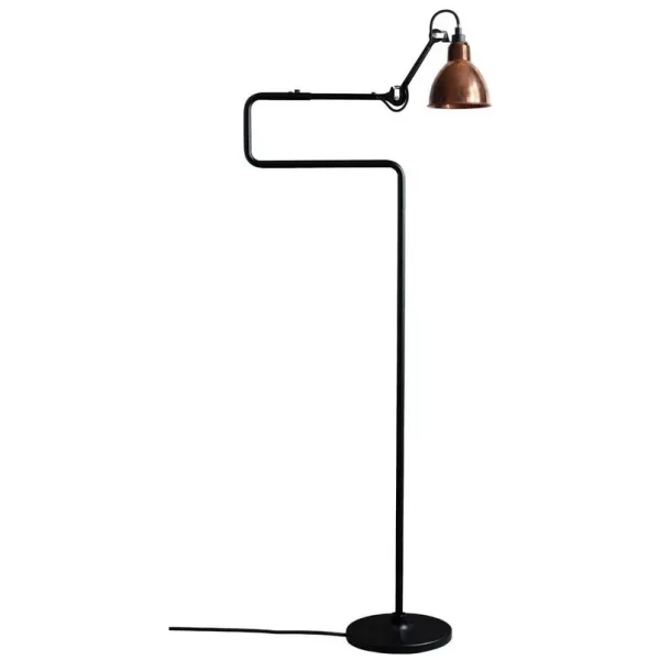 Lampe Gras - 411 VloerLamp Zwart/Raw Koper/Wit