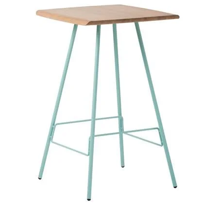 Leina bar tafel 70x70 natural, groen onderstel
