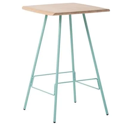 Leina bar tafel 70x70 whitewash, groen onderstel