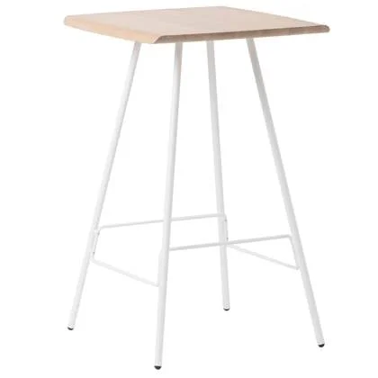 Leina bar tafel 70x70 whitewash, wit onderstel