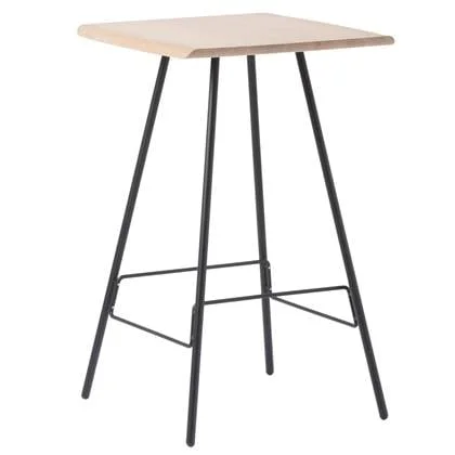 Leina bar tafel 70x70 whitewash, zwart onderstel