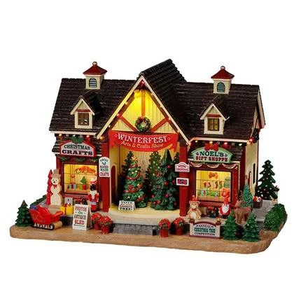 Lemax - &apos;Winterfest Arts & Crafts Show&apos; - Verlichte Gebouw - Inclusief