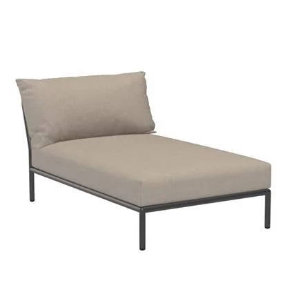 Level2 Chaise Longue ligbed frame donkergrijs stof ash