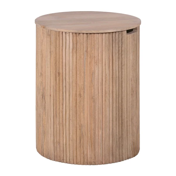Lewis & Loft Bijzettafel Lonne - FSC® mangohout - Met opbergruimte - ⌀40 cm - Naturel
