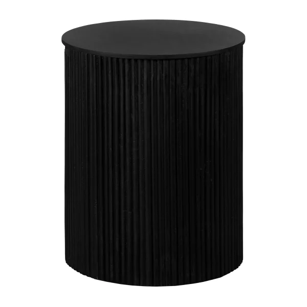 Lewis & Loft Bijzettafel Lonne - FSC® mangohout - Met opbergruimte - ⌀40 cm - Zwart