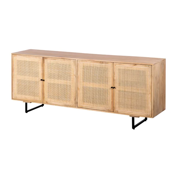 Lewis & Loft Dressoir Lucas - Met 4 deuren - FSC®-gecertificeerd mangohout - Rotan - Naturel