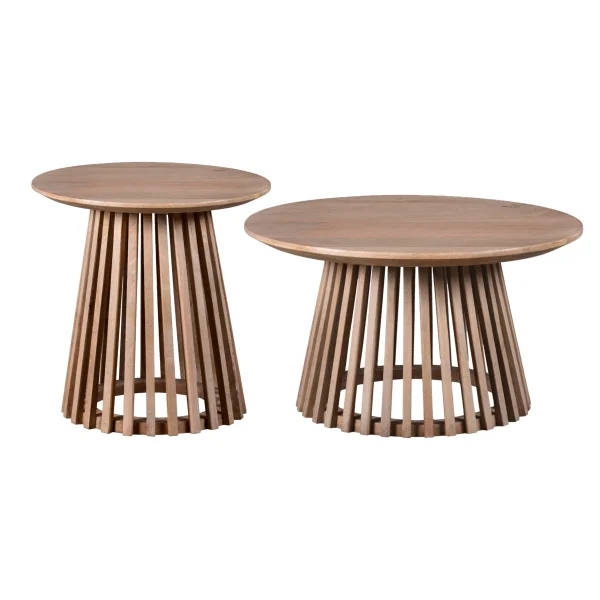 Lewis & Loft Salontafel Levi - Mangohout - Rond - Naturel - Klein en groot - Set van 2