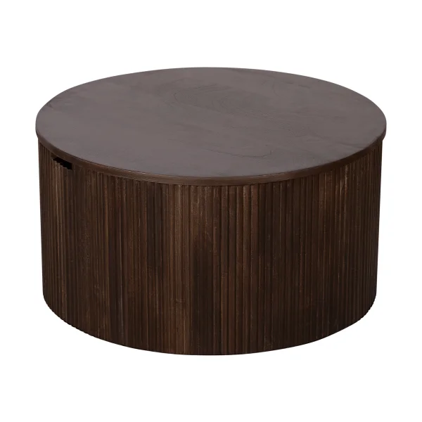 Lewis & Loft Salontafel Lonne - FSC® mangohout - Met opbergruimte - ⌀70 cm - Walnoot bruin