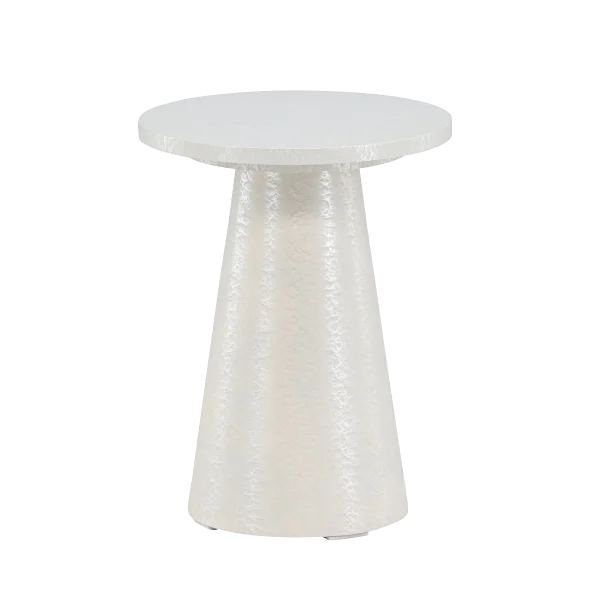 Lexi houten bijzettafel glanzend wit - Ø 35 cm