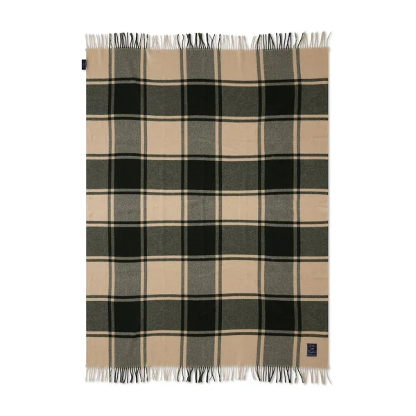 Lexington Checked Recycled wollen plaid 130x170 cm Green-beige