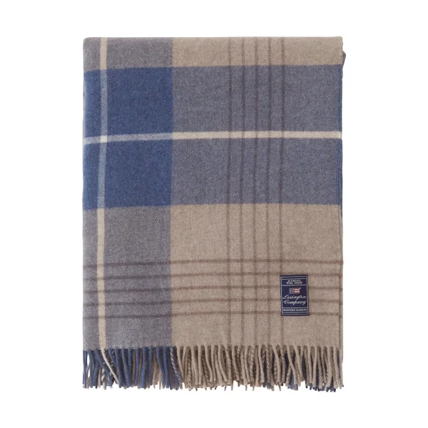 Lexington Checked Recycled Wool plaid 130x170 cm Denim blue-beige