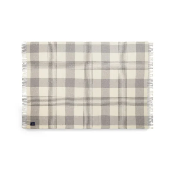 Lexington Gray Checked Recycled Wool plaid 130x170 cm Gray-white