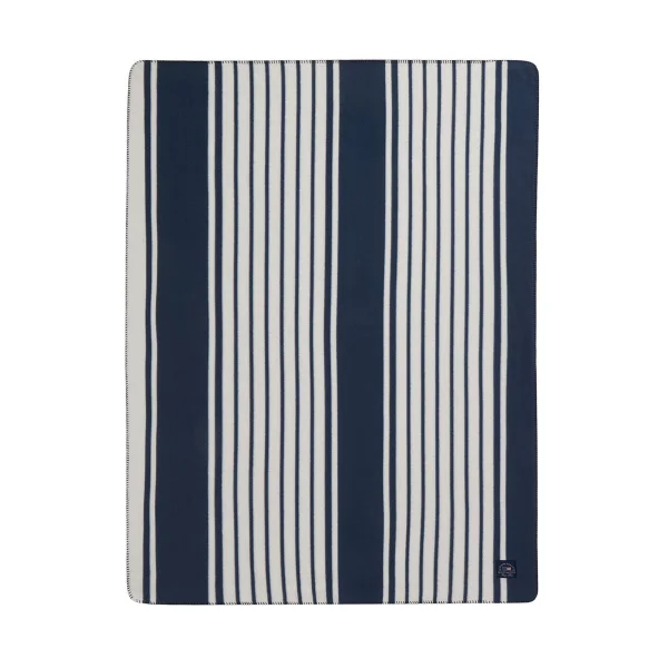 Lexington Striped Recycled Polyester fleece deken 130x170 cm Navy