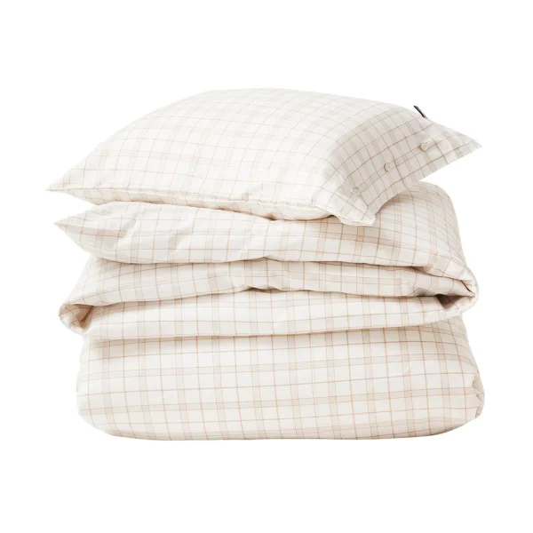 Lexington White/Beige Checked Lyocell/Cotton beddengoedset 50x60 cm, 220x220 cm