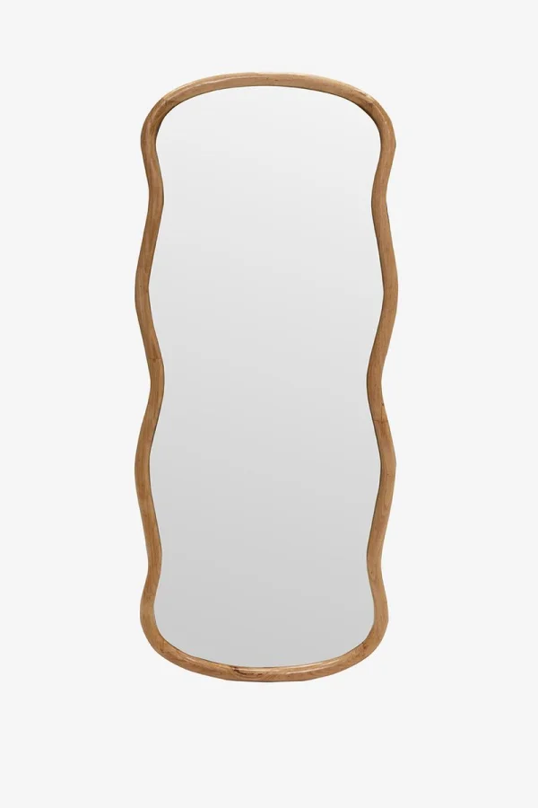 Lichtbruine grote hangspiegel met golven