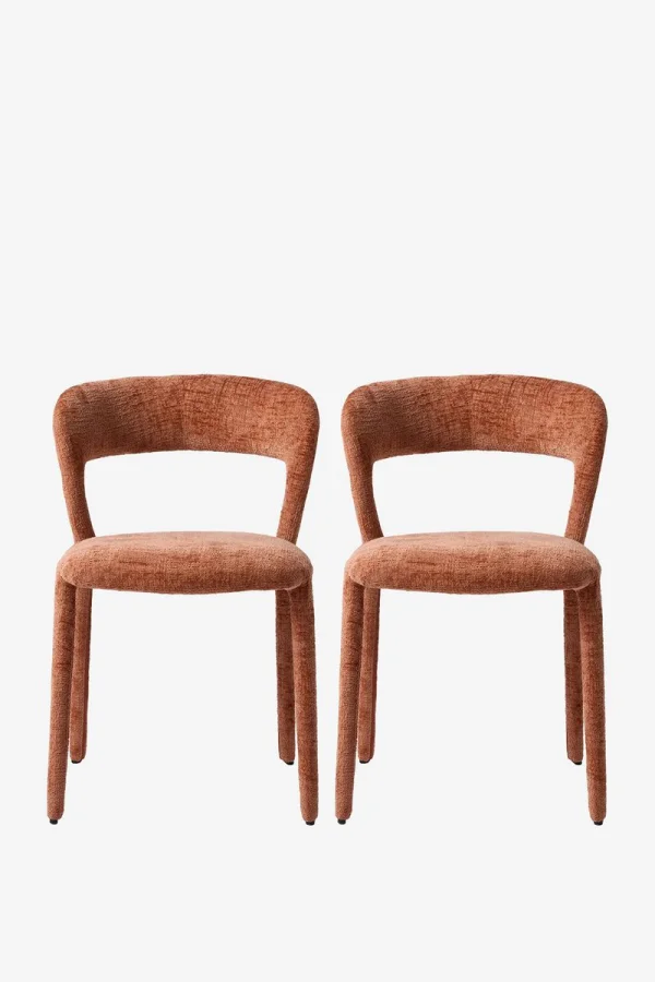 Lichtroze chenille eetkamerstoelen