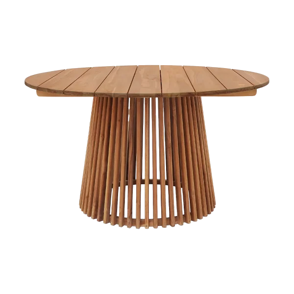 Lidewij ronde teakhouten tuintafel naturel - Ø 120 cm