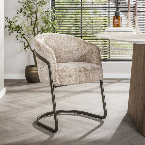 LifestyleFurn Eetkamerstoel Lannie Alura stof - Zand