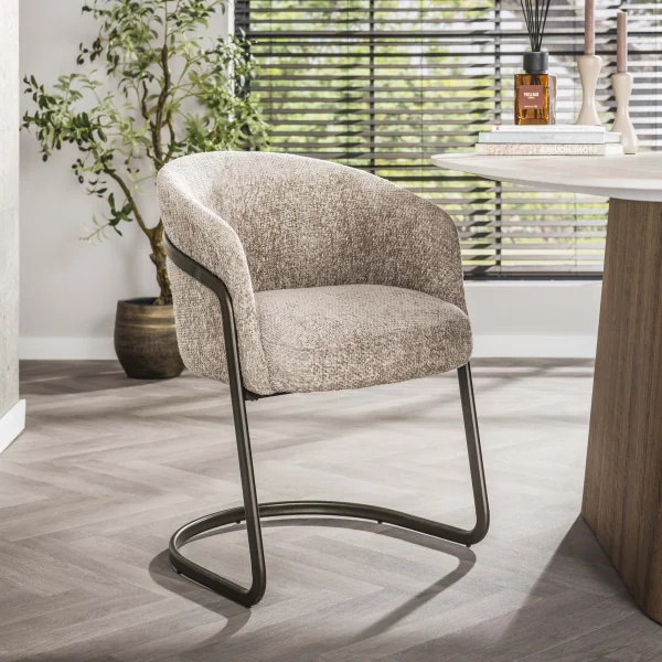 LifestyleFurn Eetkamerstoel Lannie Geweven stof - Zand