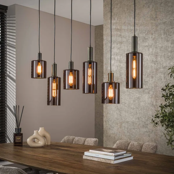LifestyleFurn Hanglamp Deatra 6-lamps - Sienna brown