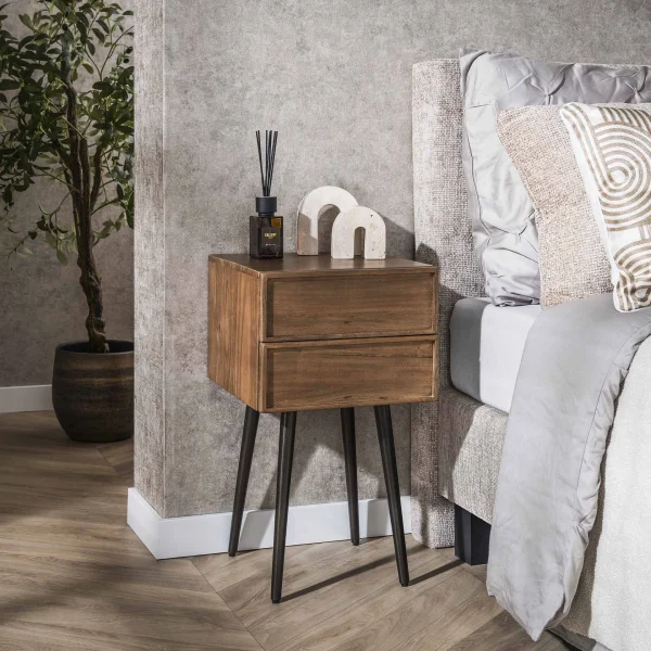 LifestyleFurn Nachtkastje Baila Acaciahout - Massief acacia bruin