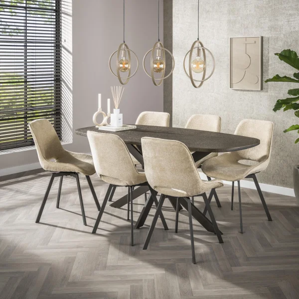 LifestyleFurn Ovale Eettafel Shakira Liquid Metal, 180 x 90cm - Brons - Ovaal